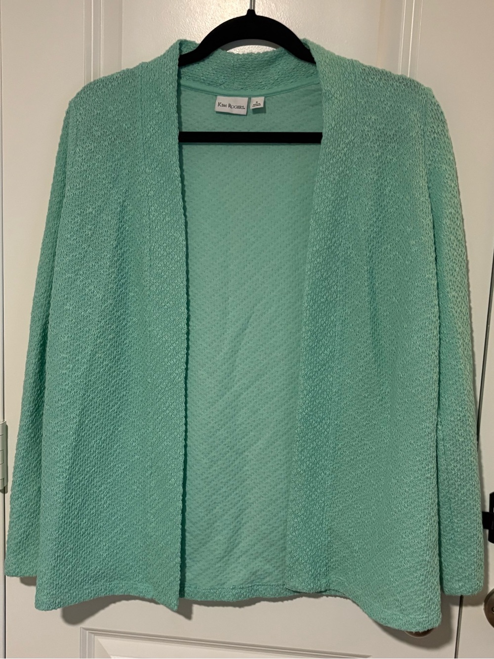 Kim Rogers Mint Green Open Front Cardigan Size S